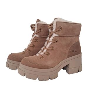UGG Brooklyn Lace Up Cuff Boots In Chestnut Waterproof Suede